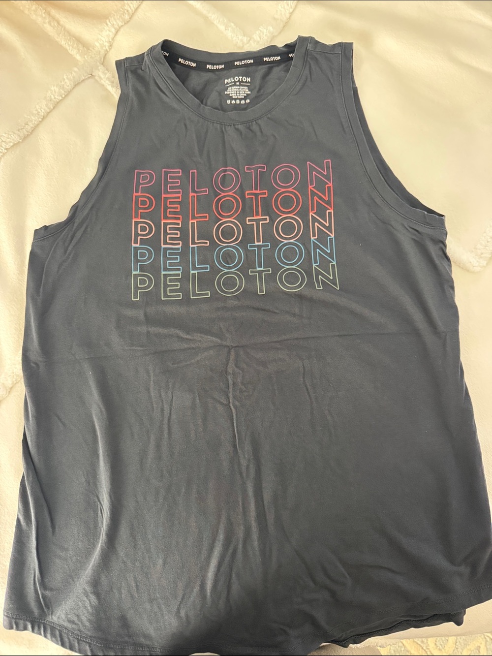 Peloton Navy Tank Top with Multicolor Logo